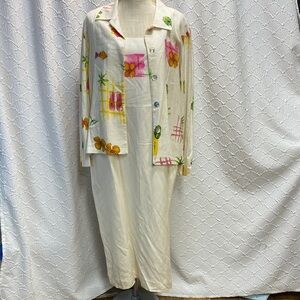 Jessica Howard Cream Maxi Dress with Floral Print Jacket